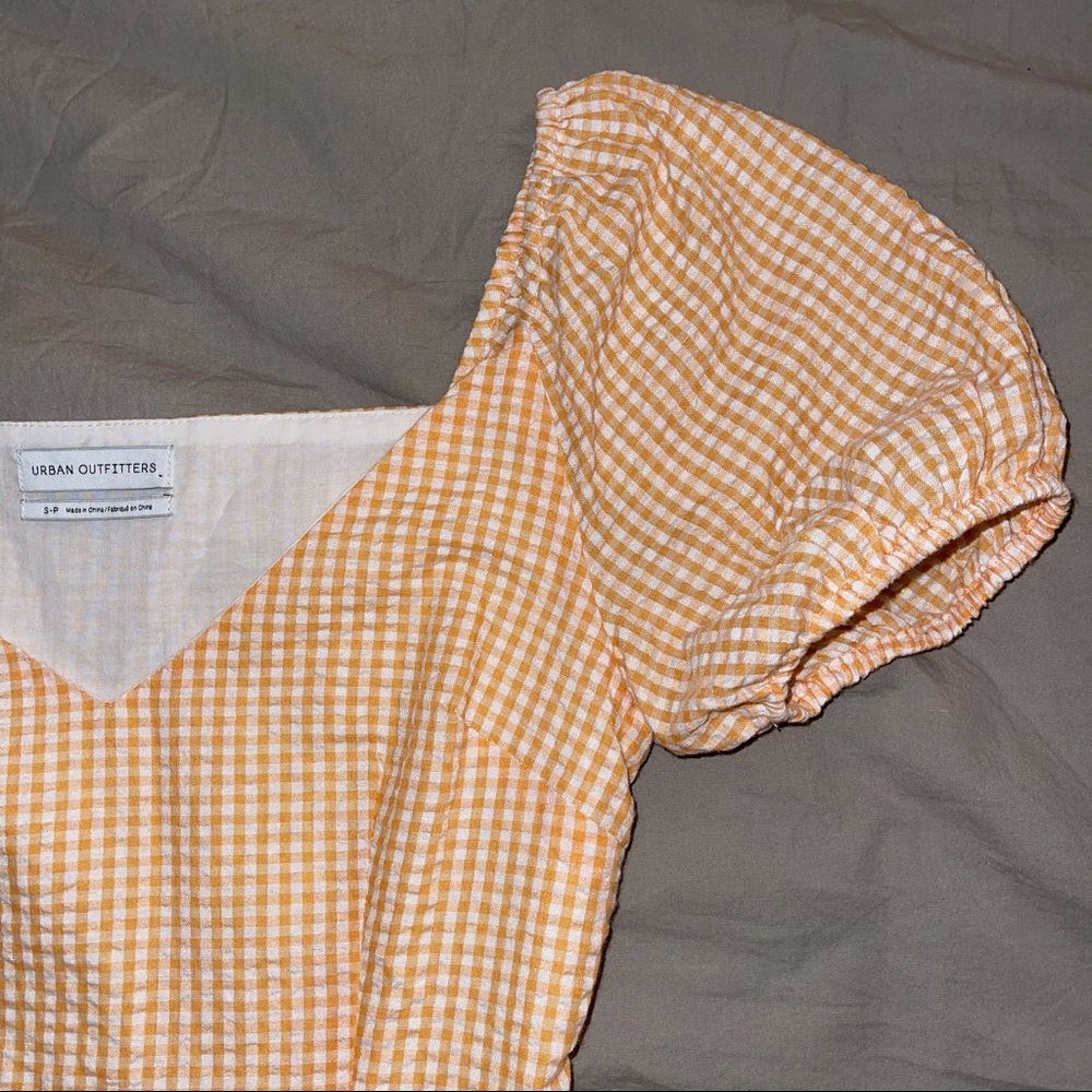 UO Gingham Puff Sleeve Mini Dress!